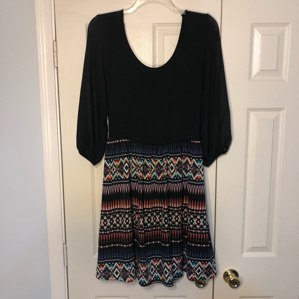 ING Black and Patterned Dress